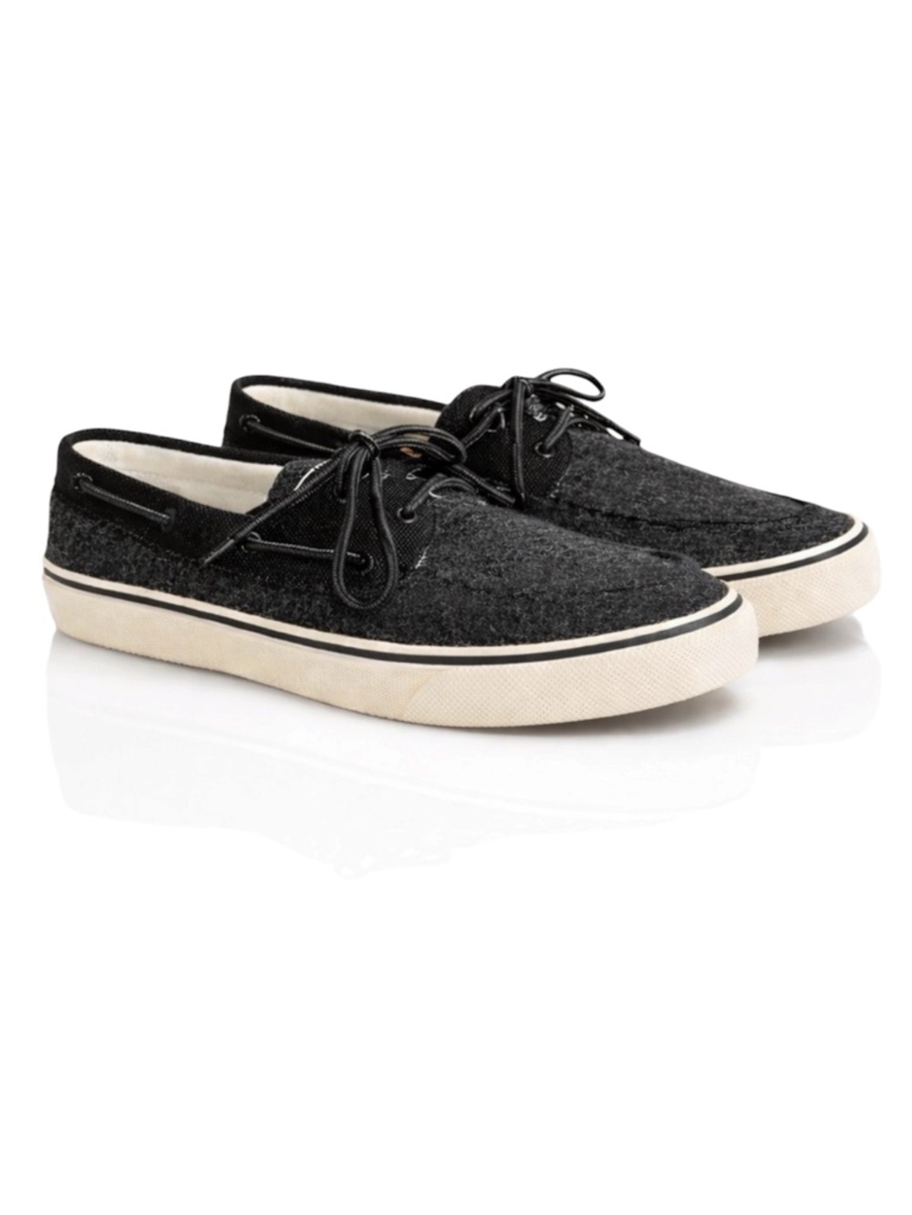 NWOT Sperry Top-Sider Bahama 2-Eye Wool Boat Shoes Men’s 8M Black Felt Sneakers
